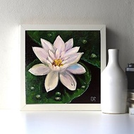 Flower Oil Painting Lily Original Painting Miniature 花油畫百合微型白色的花繪畫