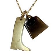 全新未使用 ☆ 愛馬仕 (HERMES) Amulette Maroquiné 項鍊，水牛角材質，金ブラウン，法國製造，女士款，帶原裝盒
