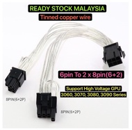 6 pin to Dual 8 pin (6+2) / 6pin to dual 8pin pcie cable for graphic card GPU splitter PCIE 6pin to 