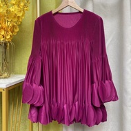 NEW 2025 Issey Miyake Yijia Pleated 2025 Design Ruffled Loose Pleated Top Temperament Commuter 7-poi