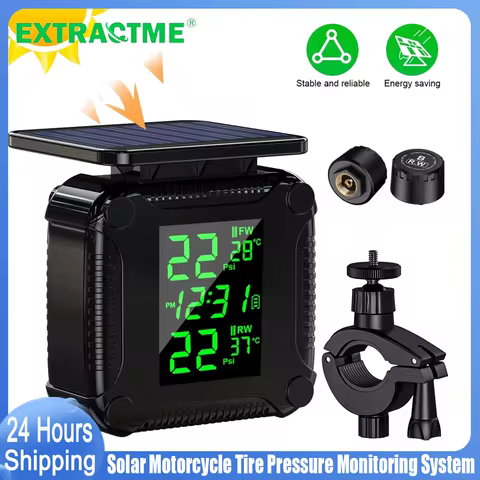 Extractme Tire Pressure Monitoring System Colorful Display Wireless TPMS Motorcycle Solar Charge Tyr