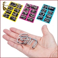[kokiya] 8pcs/Set Wire Puzzles Brain Teaser Iron Link IQ Test Teens Adults Challenge