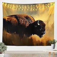 Feelyou Cute Buffalo Wall Hanging Small 51"x59" Kids Wild American Bison Tapestry 3D Wild Animal Wil