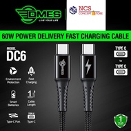 DMES DC6 Type C To Type C 3A 60W PD Powerbank Android Cable QC 3.0 Wear Resisting [1Year Warranty]