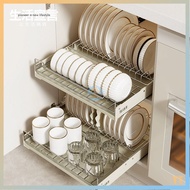 Dish Rack Cabinet Pullout Drawer Dish Storage Rack No Installation Stainless Steel Dish Storage Racks