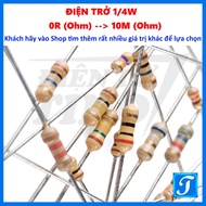 [Combo of 50] 5 Color Ring Resistor 1/4W Error 1%, 0.25W 4 Color Rings 5% Value From 0 Ohm to 10M Oh