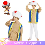 Japanese Anime Super Mario Bros Toad Cosplay Costume For Kids Boy Christmas Halloween Party Outfits Carnival Full Set