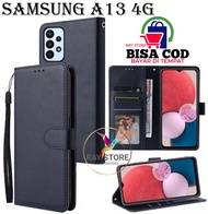 SAMSUNG A13 4G FLIP LEATHER CASE PREMIUM-FLIP WALLET CASE KULIT UNTUK SAMSUNG A13 4G - CASING DOMPET