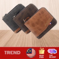 TREND🎁New Design Leather Men Wallet Zipper Bifold Dompet Lelaki Fashion Casual Card Wallet ID Short Wallet Window Case