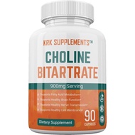 Choline Bitartrate 900mg setiap hidangan 90 kapsul SUPLEMAN KRK
