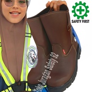 Sepatu Safety Kulit Buatan Boot Mirip King Cetah Ujung Besi Pelindung Kaki Kerja Pabrik Proyek Bengk