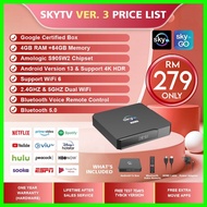 New Arrivals Skytv V3 Android Box 4K UHD 4GB RAM 64GB ROM Latest Android Version 13