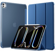 for iPad Pro 13 Inch Case 2024 M4, Slim Trifold Stand for iPad 13 Pro Case, Hard PC Translucent Back
