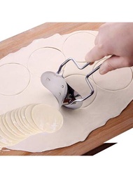 1入組不銹鋼餃子皮切割器適用於餡餅,比薩餅,水餃,靈活手動滾輪切片機,烘焙工具適用於家庭廚房
