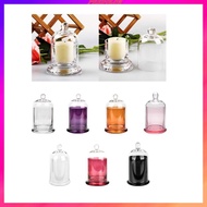 [Predolo2] Cloche Candle Holder Cover Candle Jar Cup Glass Cloche Dome with Base for Plants Dessert