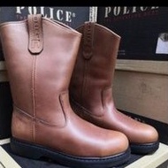 POLICE SAFETY SHOES # P91494 (B) # SAFETY BOOTS # GENUINE LEATHER # KASUT KERJA SAFETY LELAKI # 💯 OR