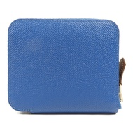 HERMES Epsom皮革Silk In Wallet銀扣錢包Bleu Zellige