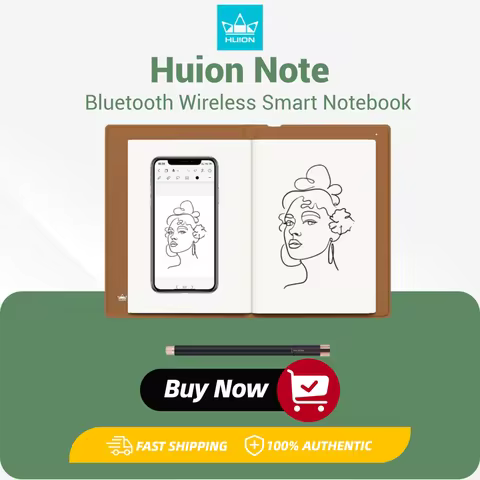 Huion Note Smart Notebook Wireless Graphics Tablet 50 Pages A5 Notepad Electronic Writing Pad Suppor