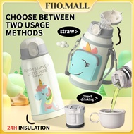 🎁FIIO Water bottle for kids tumbler Hot And Cold Tumbler Set For boys girls Aqua flask thermos cup Water bottle with straw Portable Cartoon children's Thermos Tumbler 550ml Bottle (one cup with three covers) + cup set