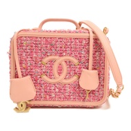 CHANEL 粗花呢Vanity Case 21cm金扣鏈帶肩背袋