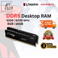 GAMING DESKTOP DDR5 RAM  8GB | 16GB [ 5200 | 5600 | 6000 MHz ]  KINGSTON HYPERX FURY
