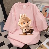 LABUBU Short Sleeve cotton T-shirt Woman Korean Oversize S-5XL