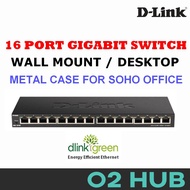 D-LINK DGS-1016S 16 Port Gigabit Port Wall Mount Unmanage Network Switch in Metal Case Slim Design