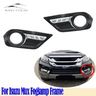 For Isuzu Mux Mu-X 2014 15 16 17 with LED Front Bumper Fog Light Cover Foglight Fog Lamp Foglamp Fra