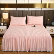 Luxury Pleated Thicken Quilted Fitted Bed Sheet Set With Pillow Cover Euro Queen Size Bed Cover Set Mattress Cover Bed Linen