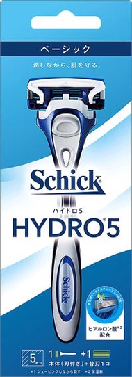 Hydro Schick Hydro5 基本刀架（含刀片 + 1 個替換刀片）附皮膚保護膜，5 個刀片，藍色