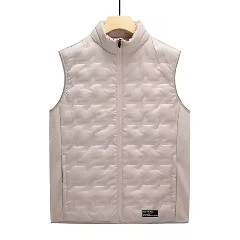Warm Down Vest Jacket Men Autumn Winter New Style Vest Fashionable Loose Stand Up Collar Vest Trendy