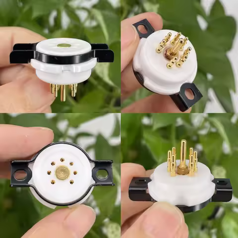 EIZZ Ceramic PTFE 7PIN Tube Socket Valve Base Gold Plated For 6Z4 6X4 EF95 6AQ5 6AU6 6J1 6J4 6J5 6H2