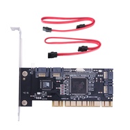4 Ports PCI SATA Raid Controller Internal Expansion Card with Two Sata Cables for Desktop PCSupport 