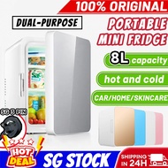 SG 🔥[READY STOCK] Dual-purpose Mini fridge Skincare Fridge 8L Portable Car Fridge Mini Fridge For Room Refrigerator 小冰箱