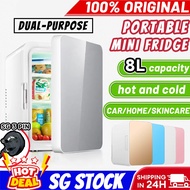SG 🔥[READY STOCK] Dual-purpose Mini fridge Skincare Fridge 8L Portable Car Fridge Mini Fridge For Ro