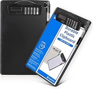 Sunnyclip Clipboard with Pen Holder & Calculator, [20% Thicker & Durable] Plastic Clip Board with Si