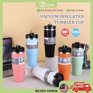 900ML Tumbler Thermos Cup Free Straw 304 Stainless Steel Coffee Mug With Extra Lid Vacuum Insulated Thermal Flask