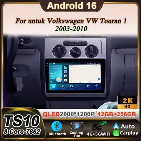 Car Radio For Untuk Volkswagen VW Touran 1 2003 2004 2005 - 2010 Android 16 Pemutar Myvi Navigation