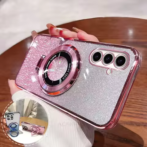 M 14 34 54 55 Luxury Glitter Plating Holder Case For Samsung Galaxy M14 M34 M54 M23 M52 M55 M51 Sili