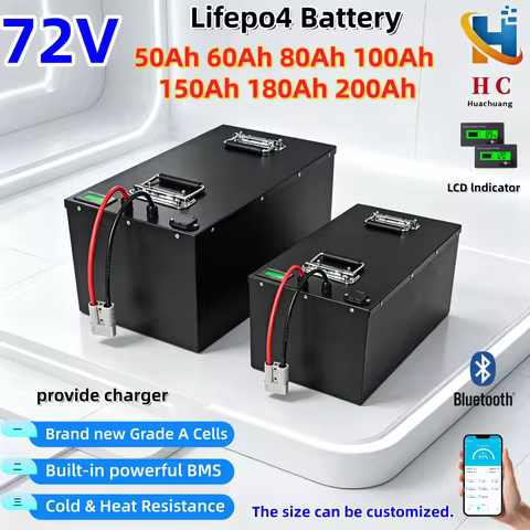 Battery Lifepo4 72V Lifepo4 50Ah -200Ah Lithium Battery for Scooter Motorcycle Tricycle Electric Fou