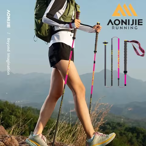 2pcs AONIJIE E4214 110cm 120cm Hiking Carbon Fiber Cross-country Poles Folding Trekking Pole Lightwe