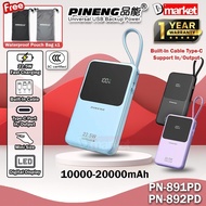 【3C Certified】Pineng PN891 10000mAh Powerbank Pineng Pineng PN892 20000mAh Fast Charging Power Bank 