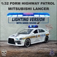 KERETA POLIS LANCER SIREN 1:32 Lancer Highway Patrol Peronda Lebuhraya PDRM Police Car Model Diecast