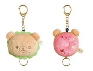 【懶熊部屋】Rilakkuma 日本正版 拉拉熊 懶懶熊 白熊 漢堡系列 漢堡 貝果 玩偶 伸縮式 鑰匙圈 吊飾