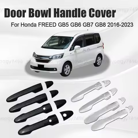 Car Upgrade Carbon Fiber Chrome Door Bowl Handle Cover Trim For Honda FREED GB5 GB6 GB7 GB8 2016 - 2