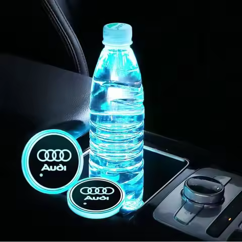 2pcs 7 Color LED Car Cup Holder Light Luminous Coaster Water Cup Pad For Audi Sline A3 A4 A5 A6 A7 A