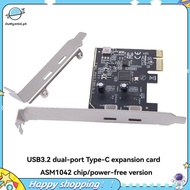 【ouwym9al】USB 3.2 GEN1 5Gbps Expansion Card PCIE to PCI-E Dual Type-C Riser Adapter Using ASM1042 Ch