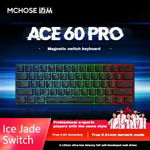 Ace60/Ace60Pro Magnetic Wired Mechanical Keyboard, Type-C Ergonomic 61 Keys eSports Gaming for Pro G
