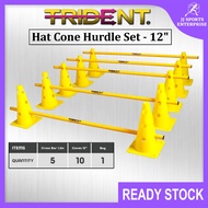 Trident Hat Cone Hurdle Set - Yellow (12”) Cone With Hole Cones With Hurdles Kon Palang Crossbar
