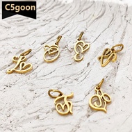 C5GOON Gold Plated Heart Initial Alphabet Pendant A-Z Stainless Steel Custom Name DIY Jewelry Making